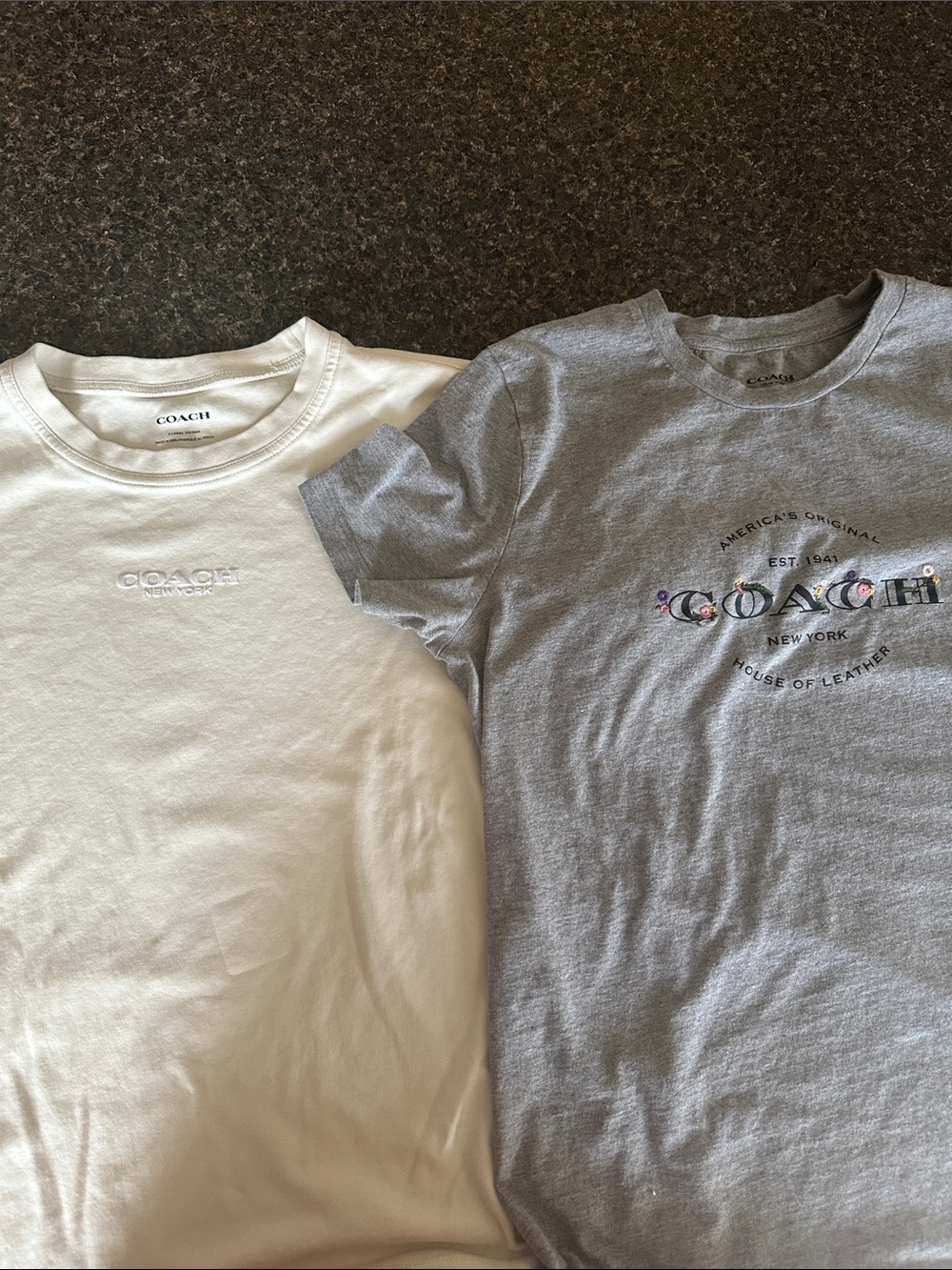 Coach Lot of Two Short Sleeve Tee Shirts in White (XL) and Gray(L)